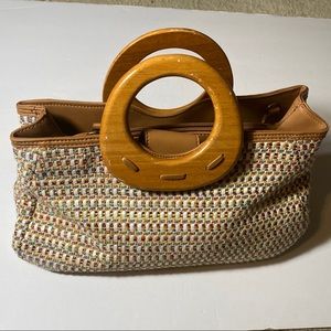 Fossil Woven Wooden Handle Bag